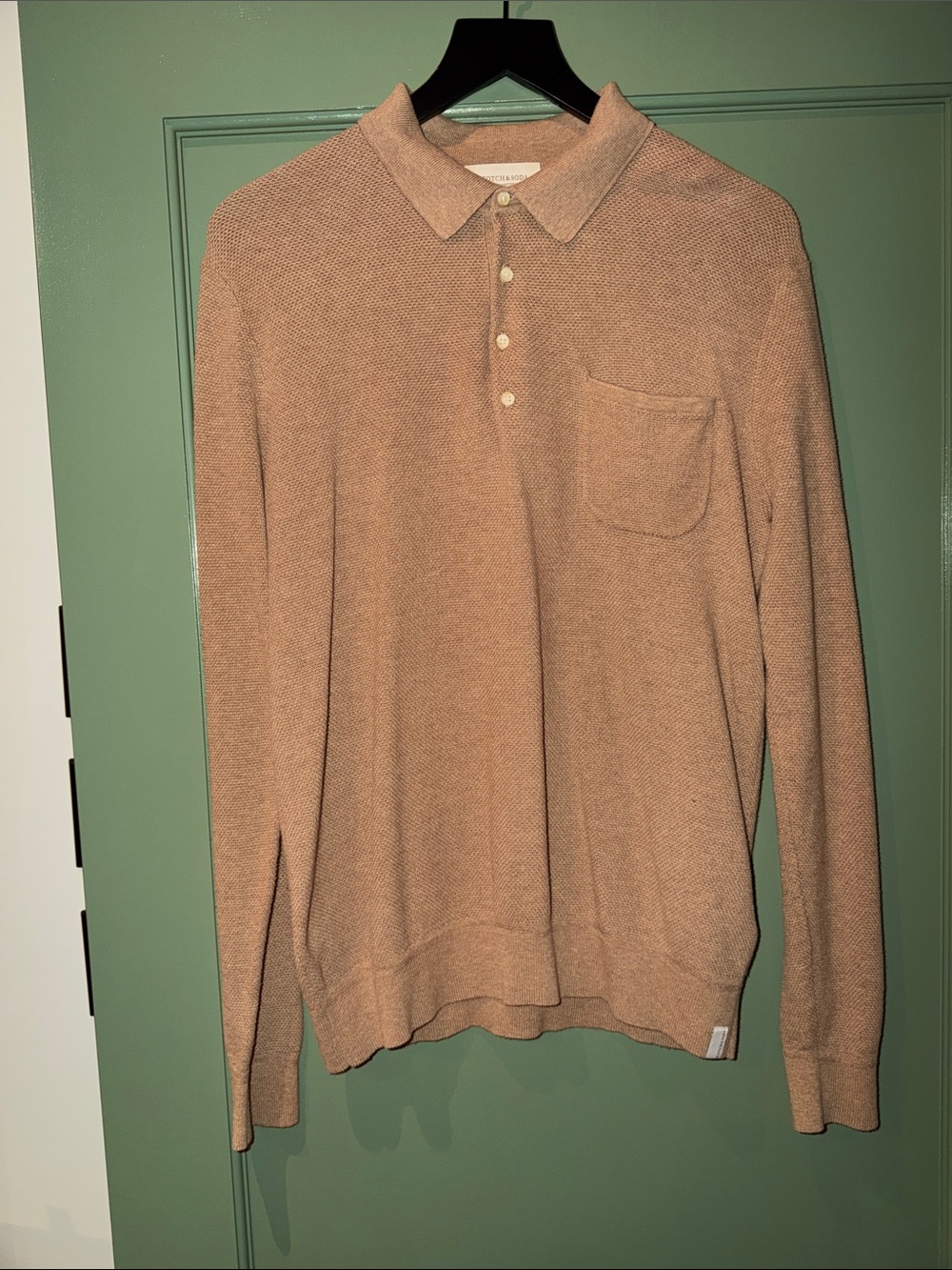 Scotch & Soda Tan Crewneck Polo Sweater